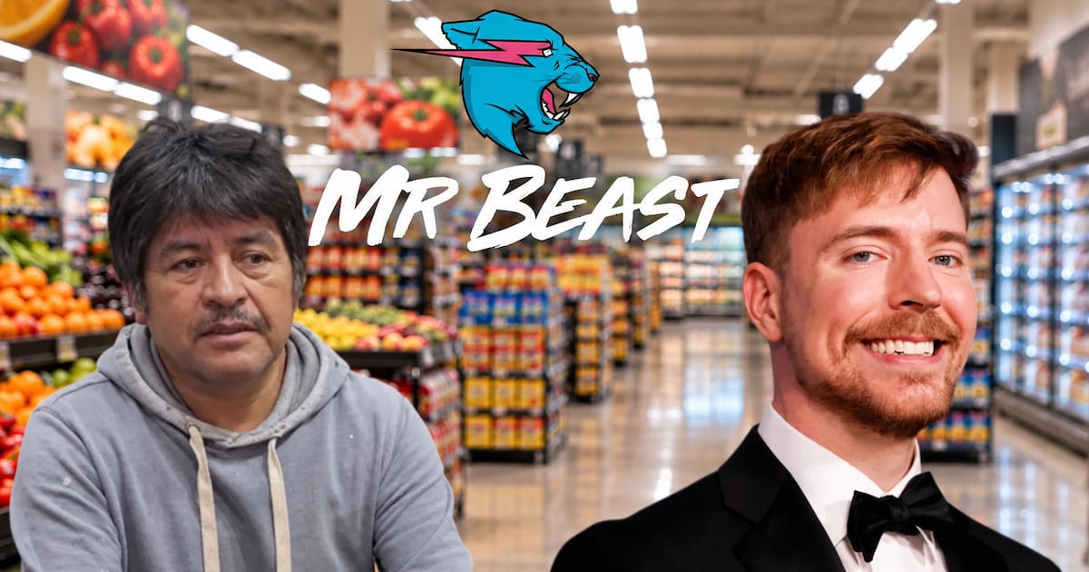Juan fue uno de los concursantes que mas llamo la atencion en el reto del supermercado de Mr. Beast (Fotografia. YouTube Mr. Beast, EFE, ChatGPT)