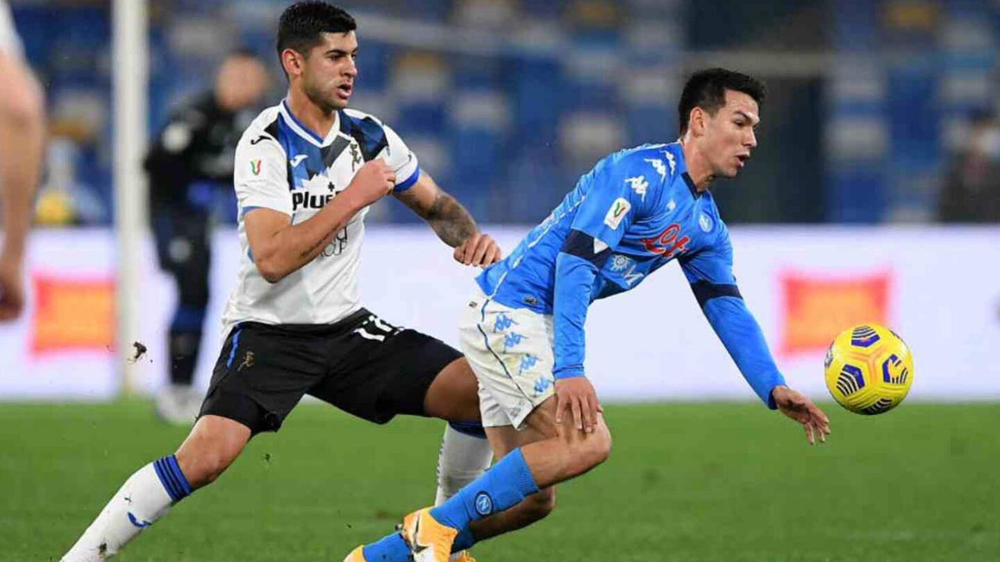 Con 'Chucky' Lozano de titular, Napoli igualó con Atalanta en la ida de semifinales en la Coppa Italia