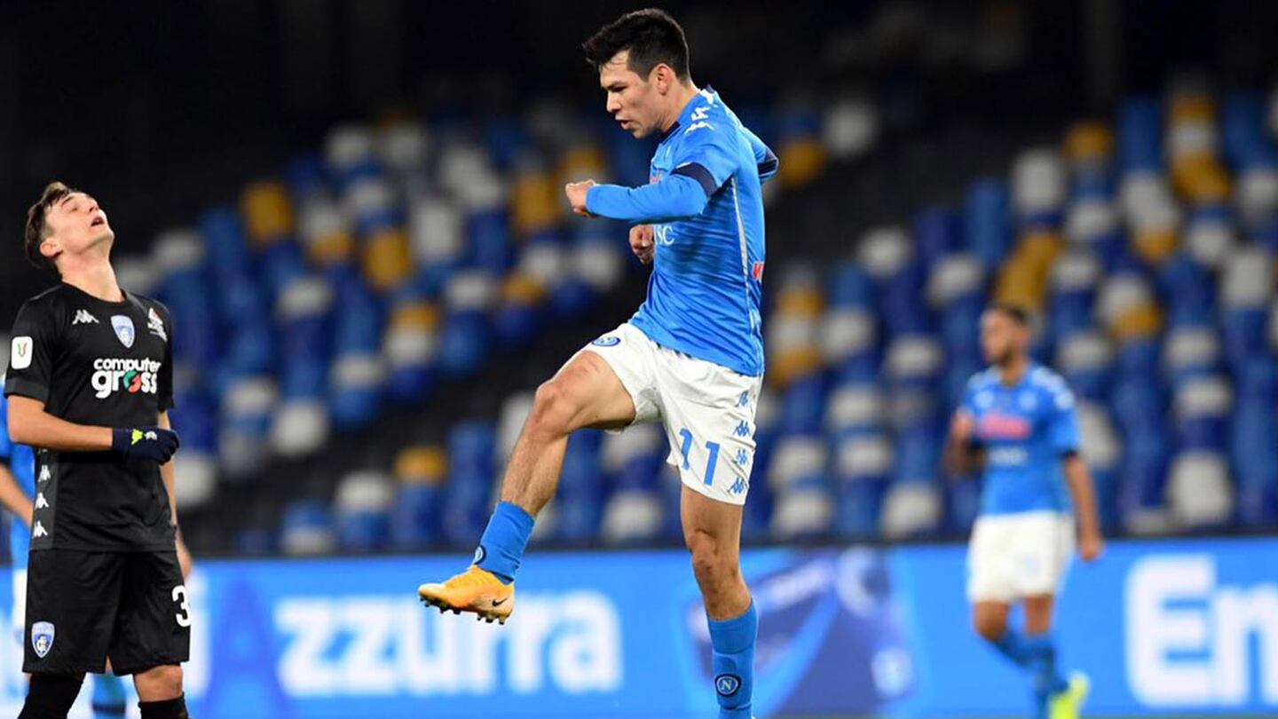 Con gol y asistencia, 'Chucky' Lozano lleva al Napoli a los cuartos de final de la Coppa Italia