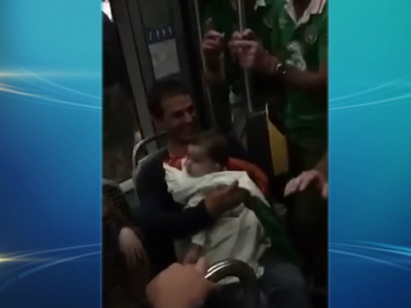 Hinchas irlandeses cantan para hacer dormir a un bebé