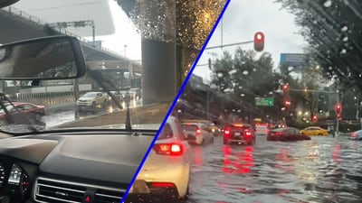 Lluvia en CDMX inunda carriles del Periférico: Automovilistas circulan en sentido contrario (Videos)