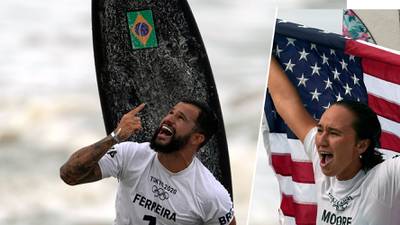 Brasil y EU se llevan los primeros oros del surf olímpico en Tokio 2020
