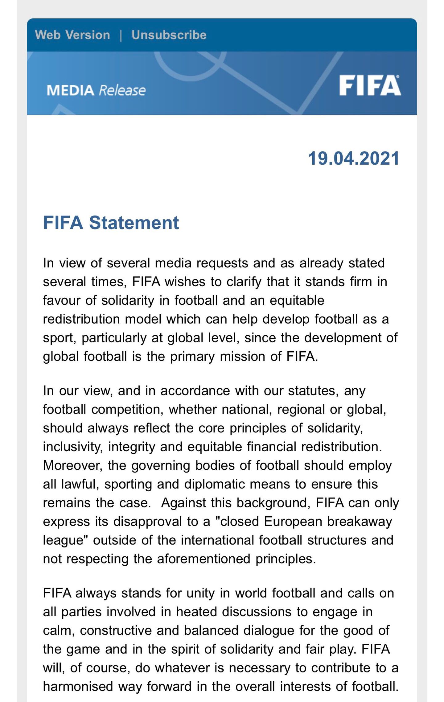 La tajante postura de UEFA y FIFA ante la nueva Superliga Europea