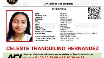 Celeste Tranquilino, de 16 años, desapareció hace más de un mes en Nuevo León
