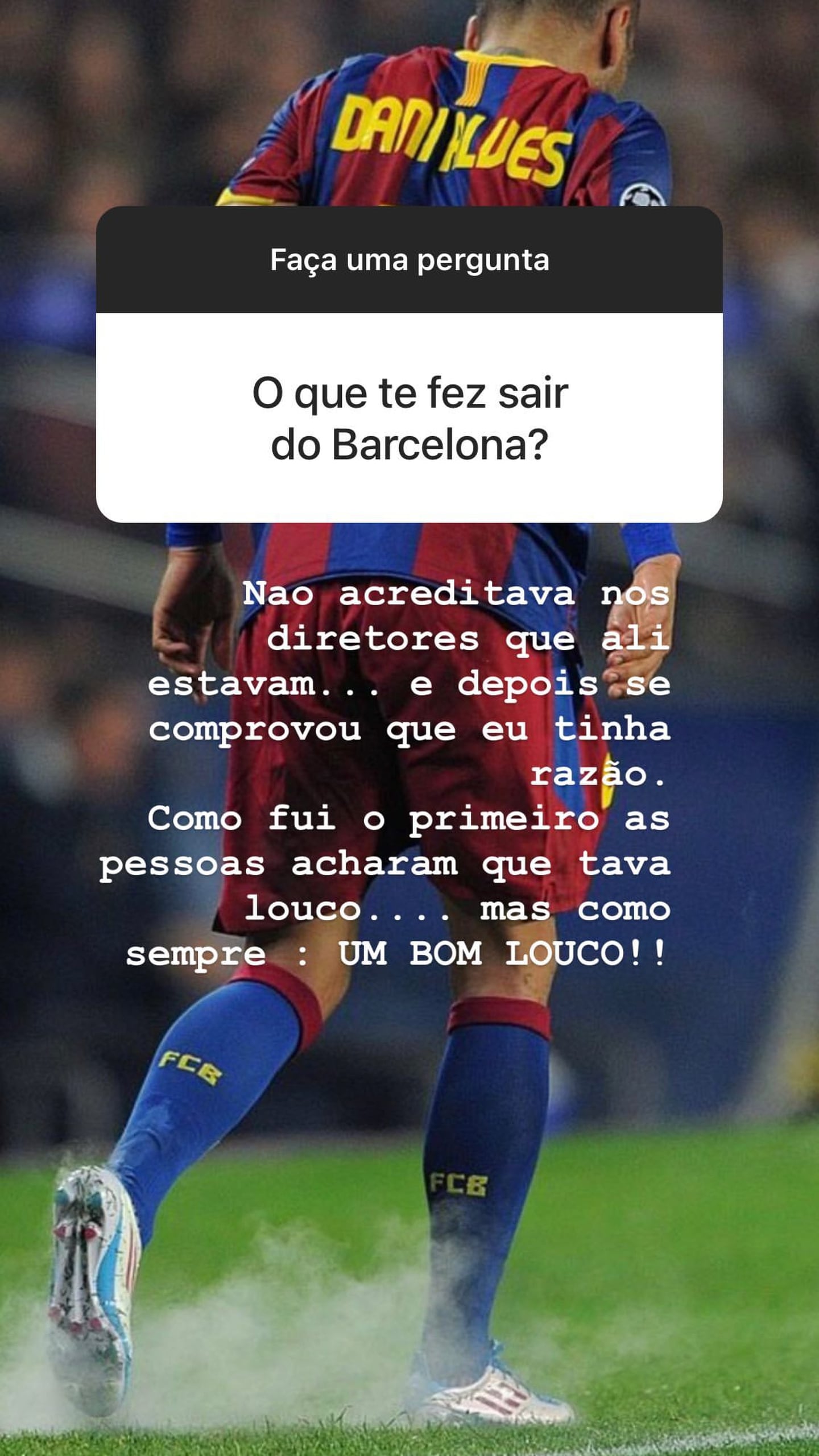 Dani Alves se sinceró en redes sociales y habló sobre su salida del Barcelona