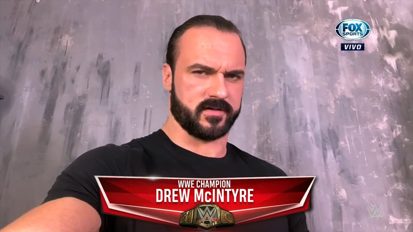 El mensaje de Drew McIntyre en Monday Night RAW tras dar positivo por COVID-19