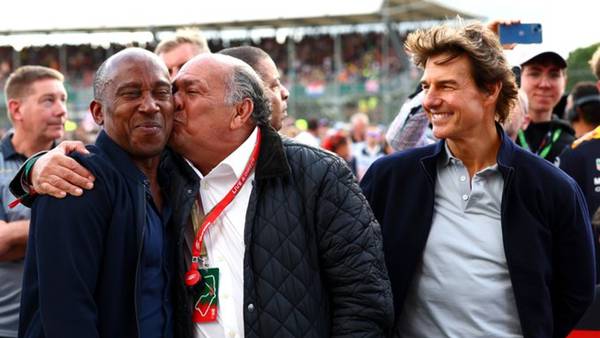 GP de Gran Bretaña: Así fue el festejo del papá de ‘Checo’ junto a Hamilton y Tom Cruise