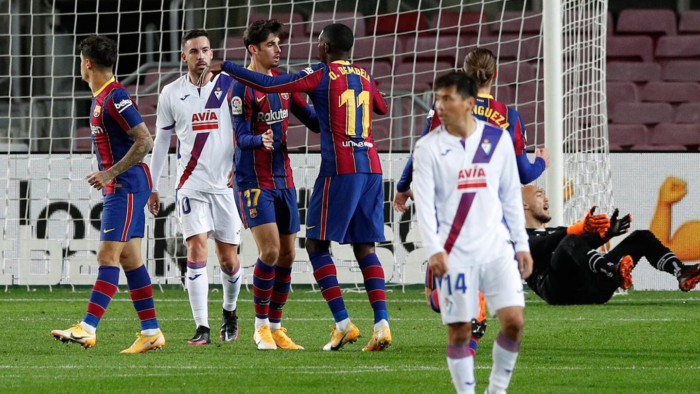 ¡Dembélé salvó al Barcelona de un nuevo descalabro en LaLiga ante el Eibar!