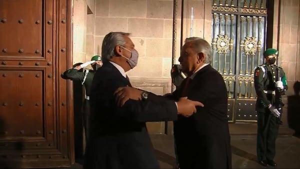 AMLO recibe a Alberto Fernández, presidente de Argentina, en Palacio Nacional