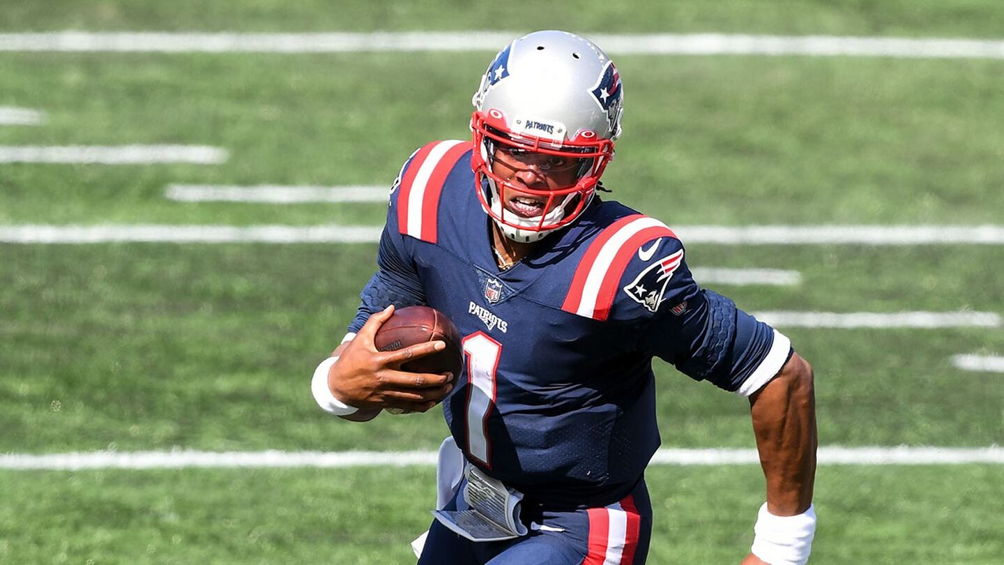 Espectáculo terrestre de Cam Newton con los Patriots en la primera victoria de la era post Brady