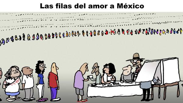 Las filas del amor a México