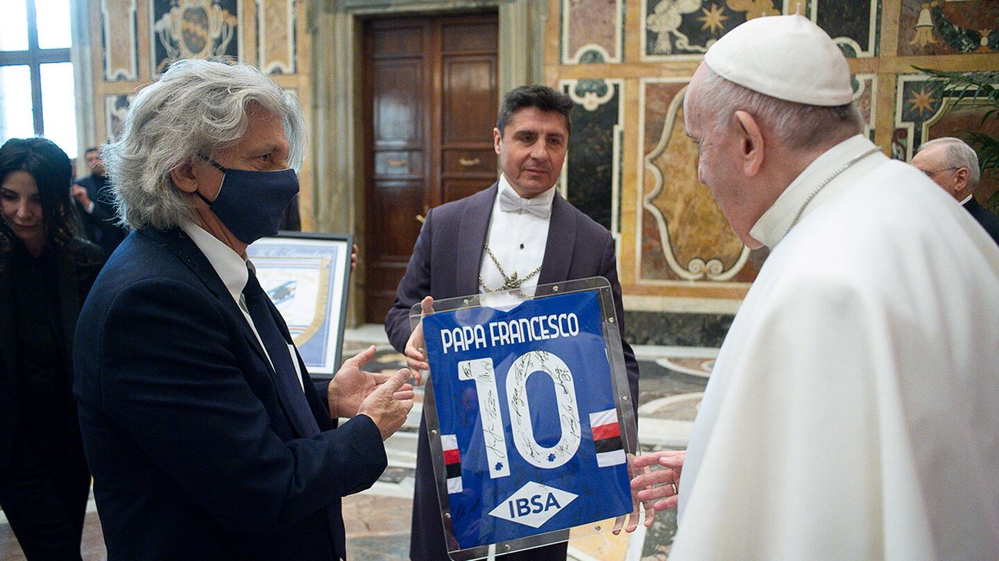 La visita de la Sampdoria al Vaticano con el Papa Francisco