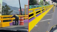 ¿Adiós a la ‘ajolotización’? Repintan de amarillo puentes y vialidades de la CDMX