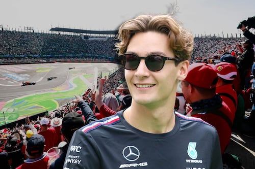 ‘Modo incógnito’: George Russell se cuela con máscara de luchador en gradas del GP de México para ver la FP1