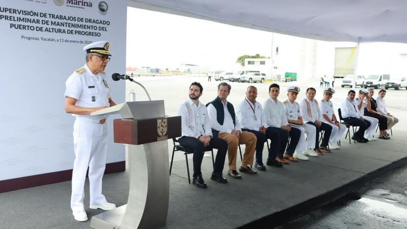 Arranca Semar dragado del puerto de Altura Progreso en Yucatán