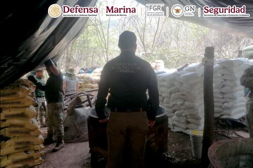 Ejército desmantela narcolaboratorio en Michoacán; asegura más de 90 contenedores con sustancias químicas