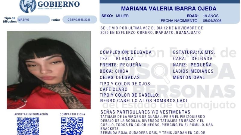 Solo iba a la tienda: Desaparece Mariana Valeria en Irapuato; es hija de una madre buscadora