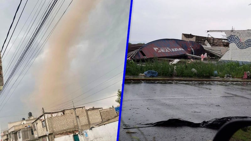 (VIDEOS) Extraña ‘cola de agua’ sorprende al Valle de Toluca; lluvias y granizada derriban techos y árboles