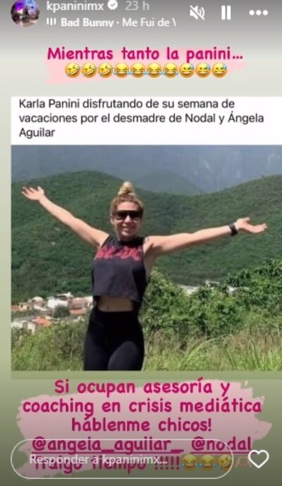 El mensaje que Karla Panini envió a Ángela Aguilar. (Captura: Instagram @kpaninimx)