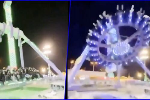 (VIDEO) Terror en Arabia Saudita: Juego mecánico se parte en el aire; hay 23 personas lesionadas