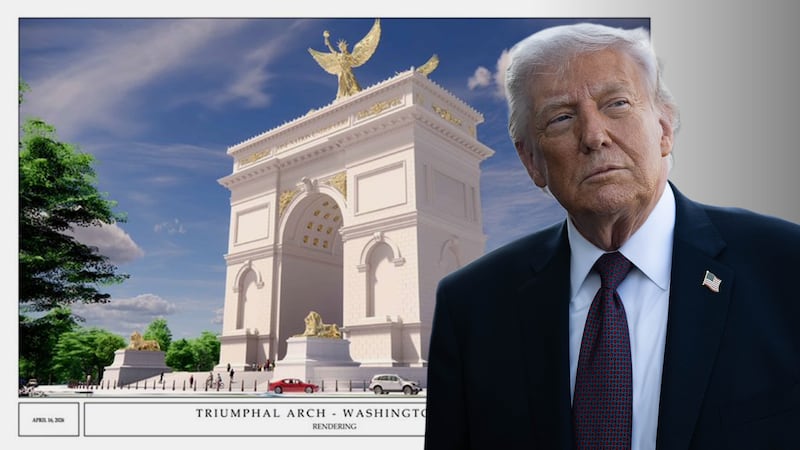 Trump presume su arco del triunfo; proyecto genera críticas por su tamaño y simbolismo