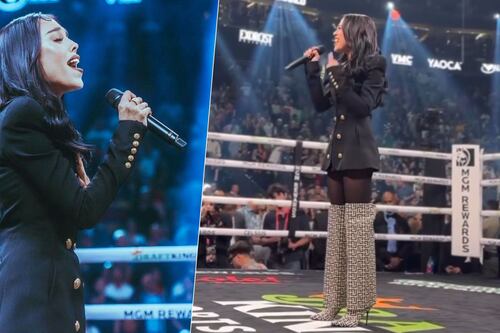 ‘Ay, Patito’: ¿Cuánto cuestan las lujosas botas que Danna Paola se puso para ‘Canelo’ vs. Charlo?