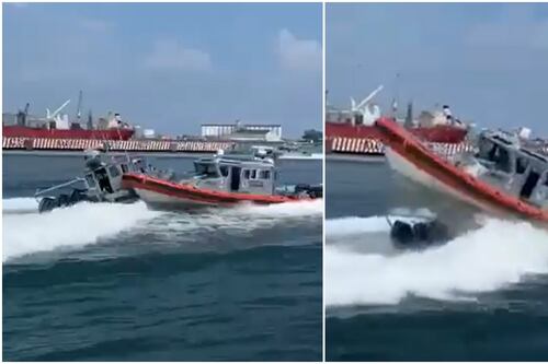 (VIDEO) Chocan dos embarcaciones de la Marina durante práctica en Veracruz; hay dos heridos