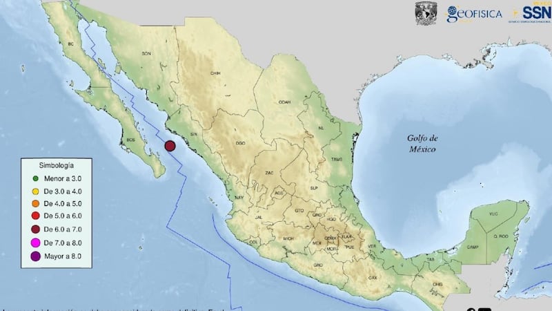 Sinaloa registra 3 sismos este martes; el mayor fue de magnitud 6.1 frente a Guasave