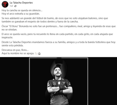 Despiden a Óscar Adrián Granados, 'El Boru', tras confirmarse su muerte. (Foto: Captura)