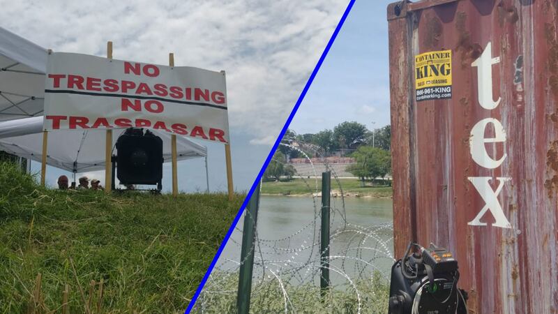 Frontera México-EU: Texas pone contenedores, púas y grabaciones para disuadir a migrantes