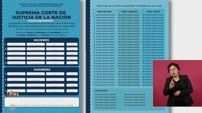 Reforma al Poder Judicial: Esta es la propuesta de boleta para votar por los jueces