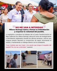 ¿Les molesta que sea mujer o les asusta que tenga el respaldo del pueblo? No me van a intimidar: Milena Quiroga