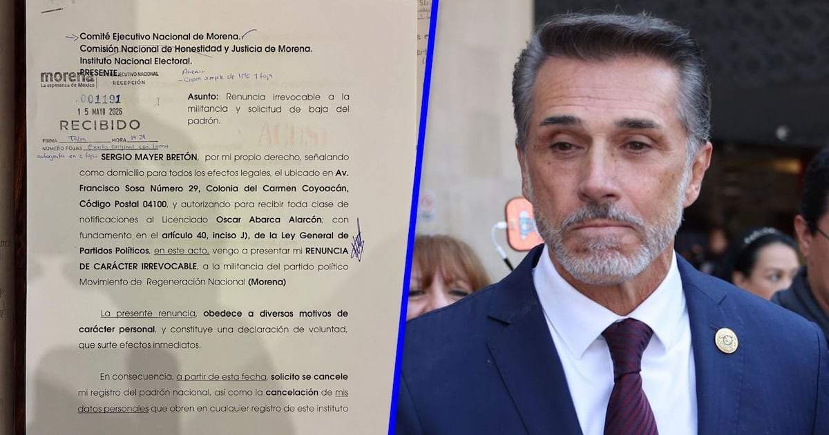 Sergio Mayer renuncia irrevocablemente a la militancia de Morena