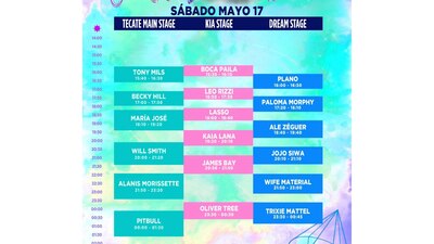 Horarios del Tecate Emblema 2025 del sábado 17 de mayo. (Foto: Ocesa)