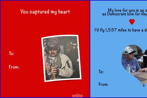 ‘Capturaste mi corazón’: Casa Blanca difunde postales de San Valentín con foto de Maduro arrestado