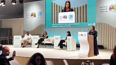 La jefa de Gobierno de la Ciudad de México, Clara Brugada Molina, participó este domingo en el Foro Urbano Mundial