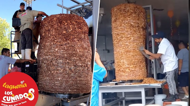 ¿Un taquito? En esta taquería hicieron un trompo de pastor gigante