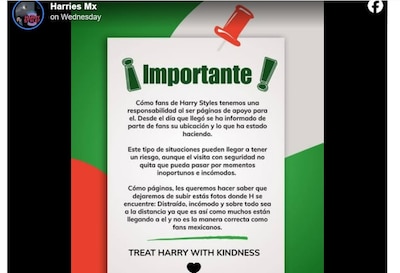 Diversos grupos de fans de Harry Styles pidieron no salir a buscar al cantante durante su estancia en CDMX. (Foto: Captura)