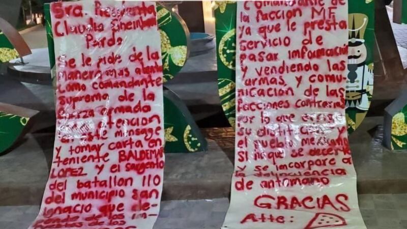 Narcomanta firmada por ‘Los Chapitos’ solicita ‘ayuda’ de Sheinbaum: ‘Se le pide que preste atención’