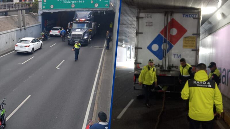 ¡Cuidado con el tráiler! Camión se atora en Viaducto Miguel Alemán y genera caos vial en CDMX