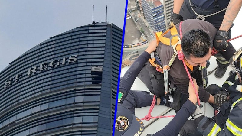 VIDEO: Así rescataron a trabajador que quedó suspendido en el piso 34 del Hotel St. Regis