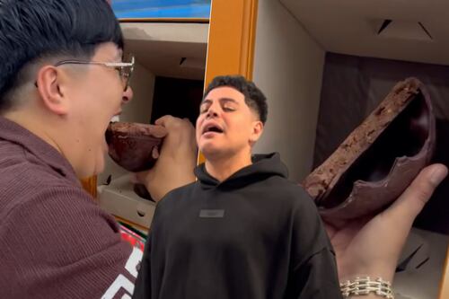 Integrante de Grupo Firme rompe huevo de chocolate Louis Vuitton de 18 mil pesos