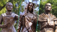 Paseo de las Heroínas: Develan esculturas de Josefa Ortiz, Sor Juana y Margarita Maza
