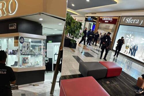 Asaltan joyería en Plaza Cosmopol, Coacalco: Hombres rompieron vidrios con mazos y huyeron