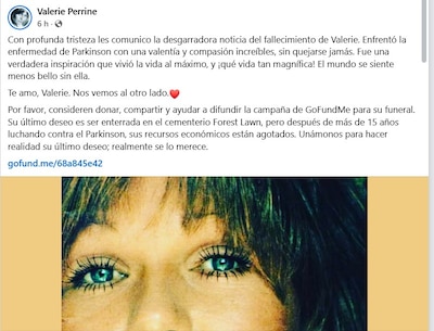 La amiga de Valerie Perrine confirmó el fallecimiento de la actriz. (Foto: Captura)