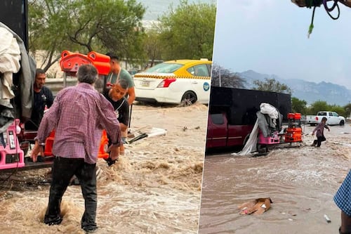 (VIDEO) Corriente arrastra mercado rodante en Nuevo León; tres personas permanecen desaparecidas