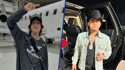 En la imagen, los cantantes Natanael Cano y Tito Torbellino que fueron señalados de supuestamente apoyar a Los Salazar