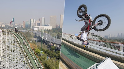 Julien Dupont recorrió la montaña rusa de la extinta Feria de Chapultepec mientras realizaba acrobacias en moto. (Foto: Marcos Ferro/Red Bull Content Pool)