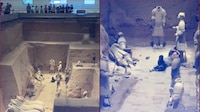 VIDEO: Turista daña estatuas de 2 guerreros de terracota en China, tras saltar valla de seguridad
