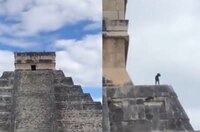 ¿'Lomito’ explorador? Captan a perro en la cima de la pirámide de Chichén Itzá